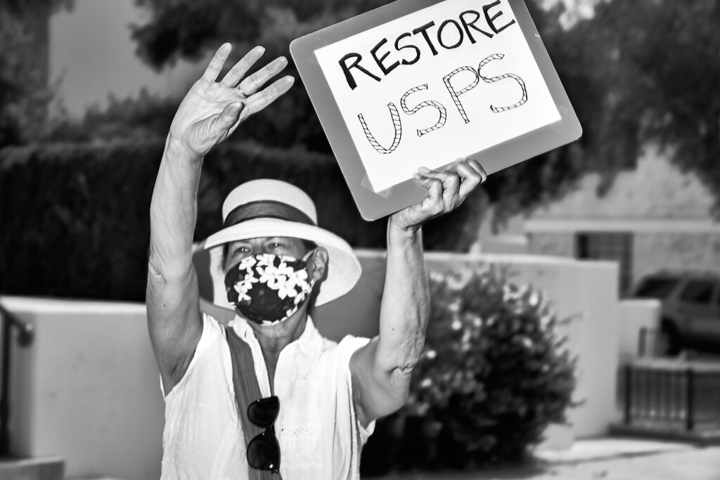 Save The Post Office Rally. 2020 Presidential Election, Post Office, Presidential Election, reportage, mail delivery, USPS, United States Post Office, Louis DeJoy, political, protest, protest rally, vote by mail.