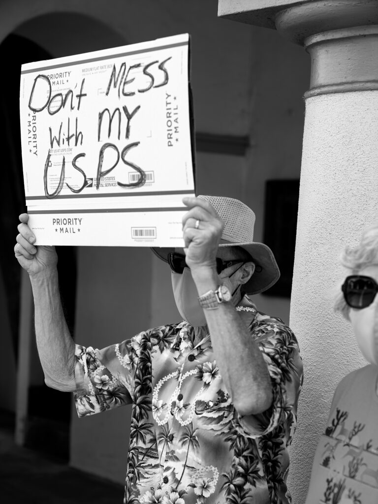 USPS Protest. 2020 Presidential Election, Post Office, Presidential Election, reportage, mail delivery, USPS, United States Post Office, Louis DeJoy, political, protest, protest rally, vote by mail.
