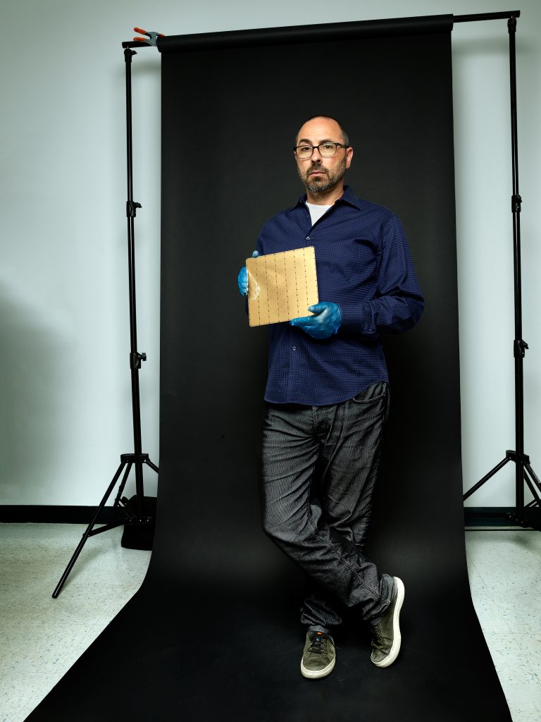 Andrew Feldman - CEO of Cerebras Systems. AI, Semiconductor, WSE-2, Waffer Scale Engine, artifiical intelligence, computer chip, computing, hardware, Cerebras Systems, Andrew Feldman, portrait, science & technology.