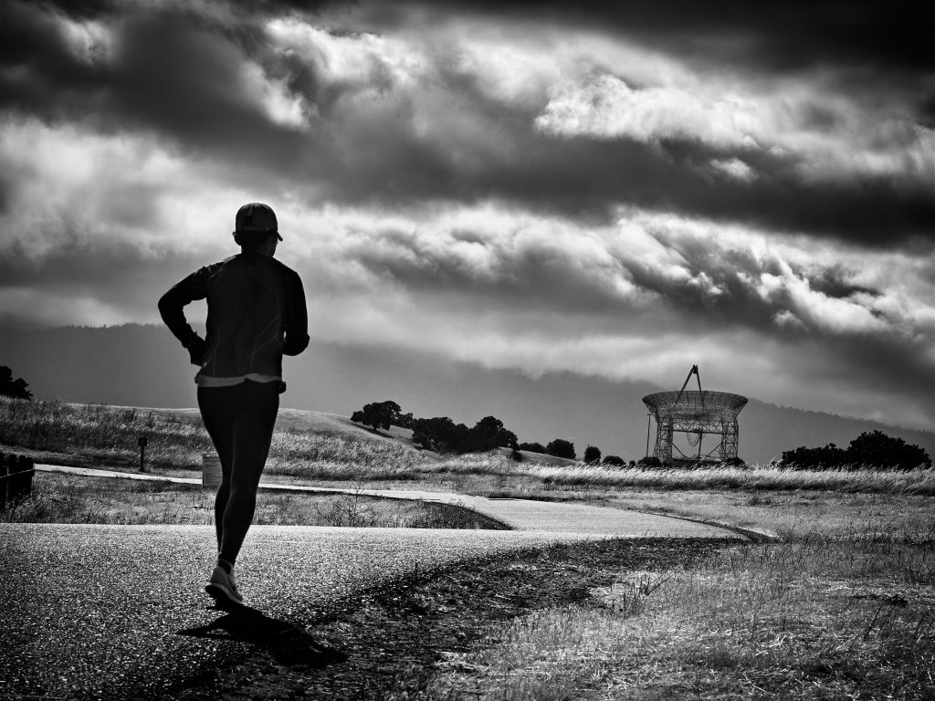 Stanford Dish Runner. Dish Area, Silicon Valley, Stanford Dish, The Dish, astronomy, hiking, radio telescope, satellite dish, space, telescope, runner.