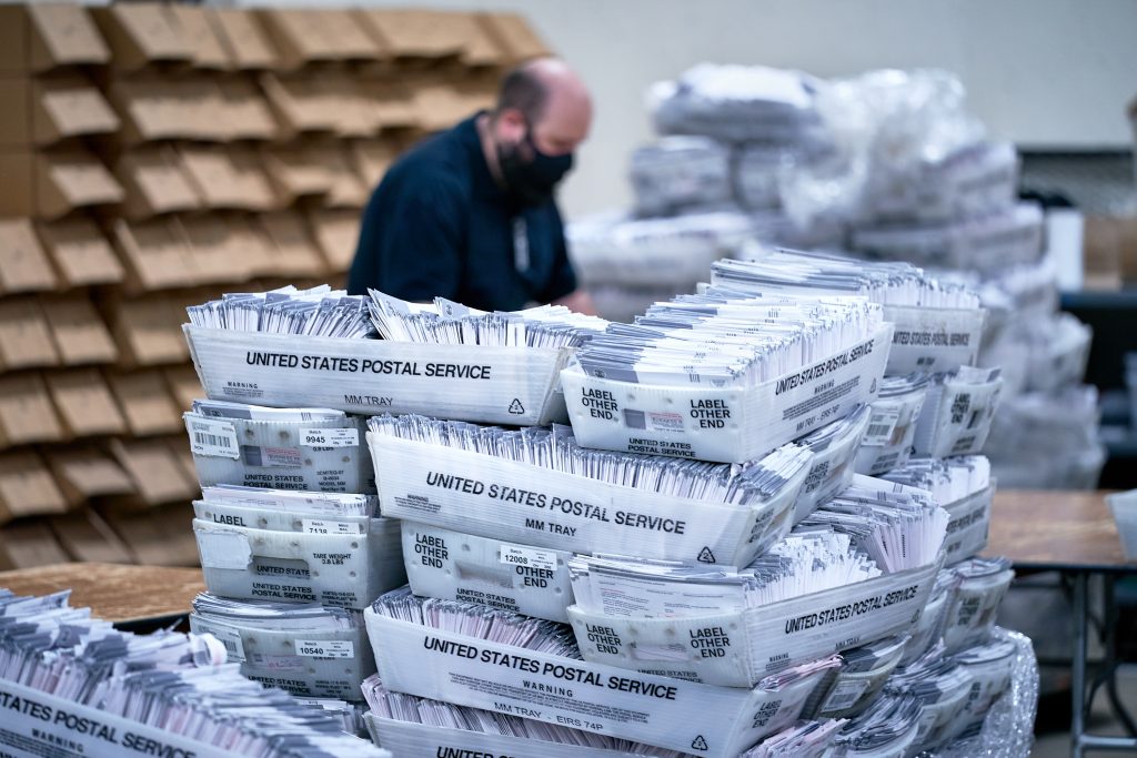 Vote By Mail Ballot Processing. 2020 Presidential Election, absentee ballots, ballots, coronavirus pandemic, election, election security, mail ballots, politics, vote by mail, voting.