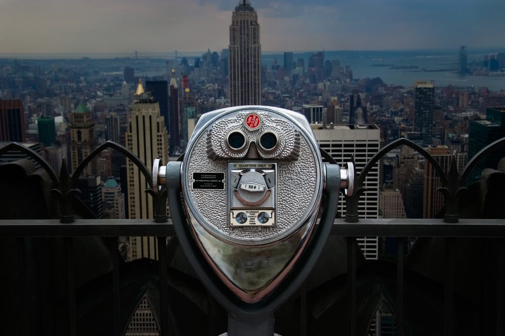 Binocular Tower Viewer. cityscape, empire state building, tourism, urban, nyc, turn to clear vision, binoculars, binocular tower viewer.