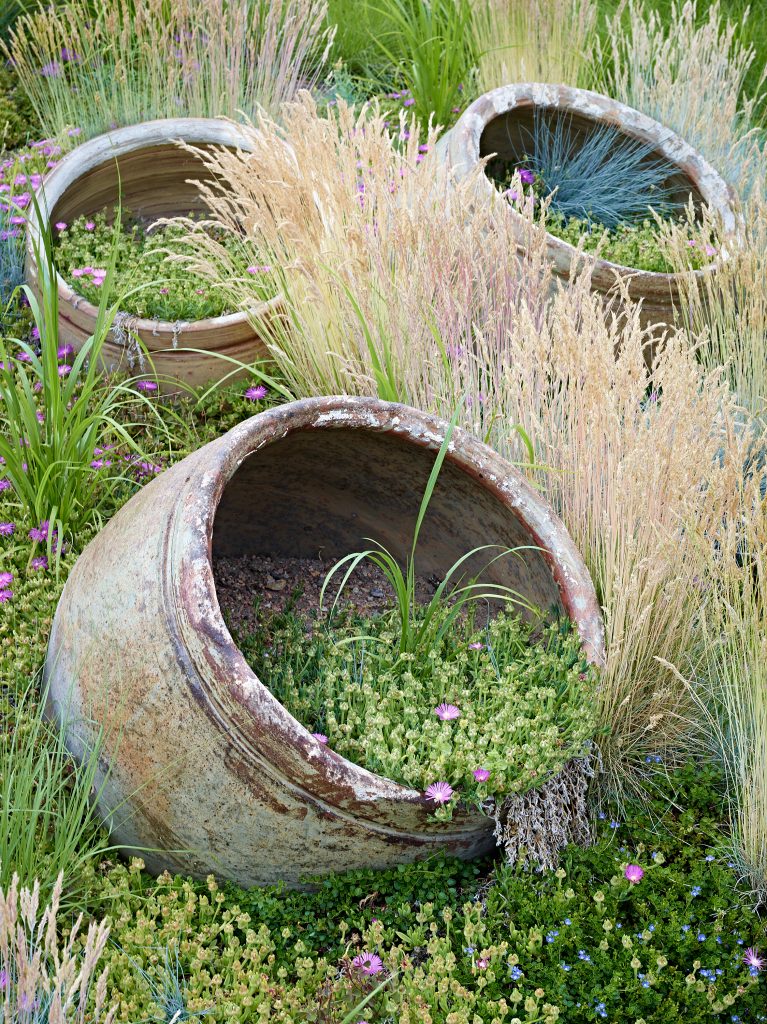 Garden Planters. flower, garden, nature, grass, landscape, planting landscape.