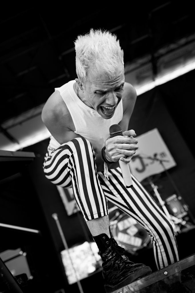 Tyler Glenn / Neon Trees. BFD, BFD 2012, Live 105, Neon Trees, bands, concert, event, music, music festival, musicial instruments, musicians, performance, rock, rock and roll, shoreline amphitheater, Tyler Glenn.