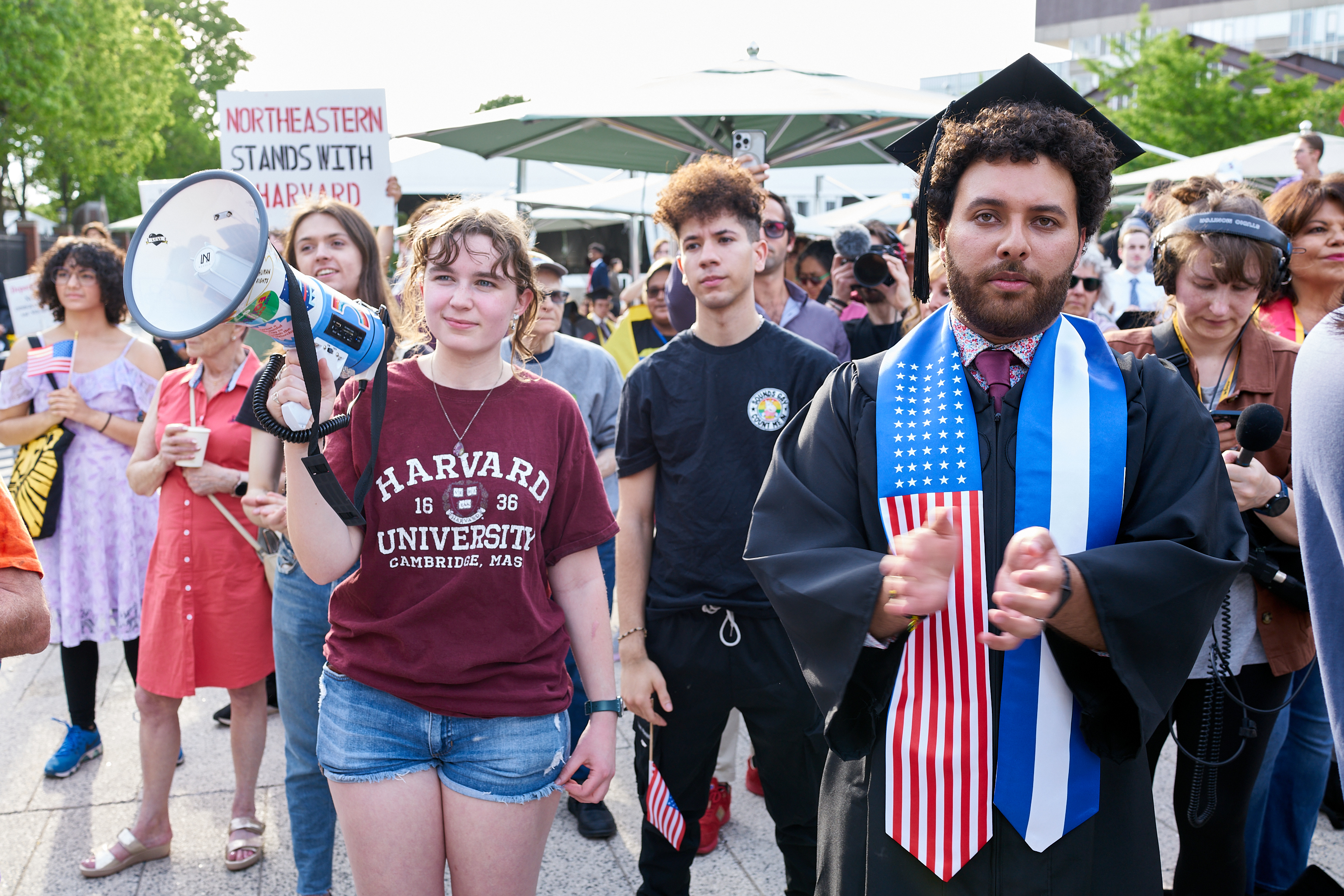 Harvard University 2025 Commencement. academic, graduation, college, school, higher education, protest.